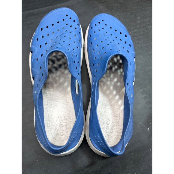 Crocs Iconic Mens Size 13 Blue Perforated Slip-On Water Shoes Sandals - Picture 8 of 8